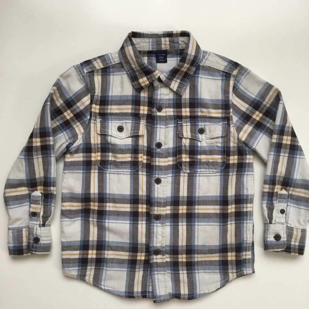 GAP 5T Button-Up Shirt L/S, Plaid, Check